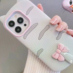 Cute Pink and White Cat Ear Phone Case